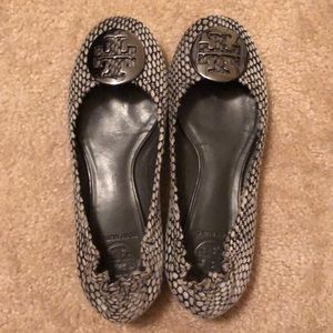 Tory Burch grey black tweed print flats size 6.5/7